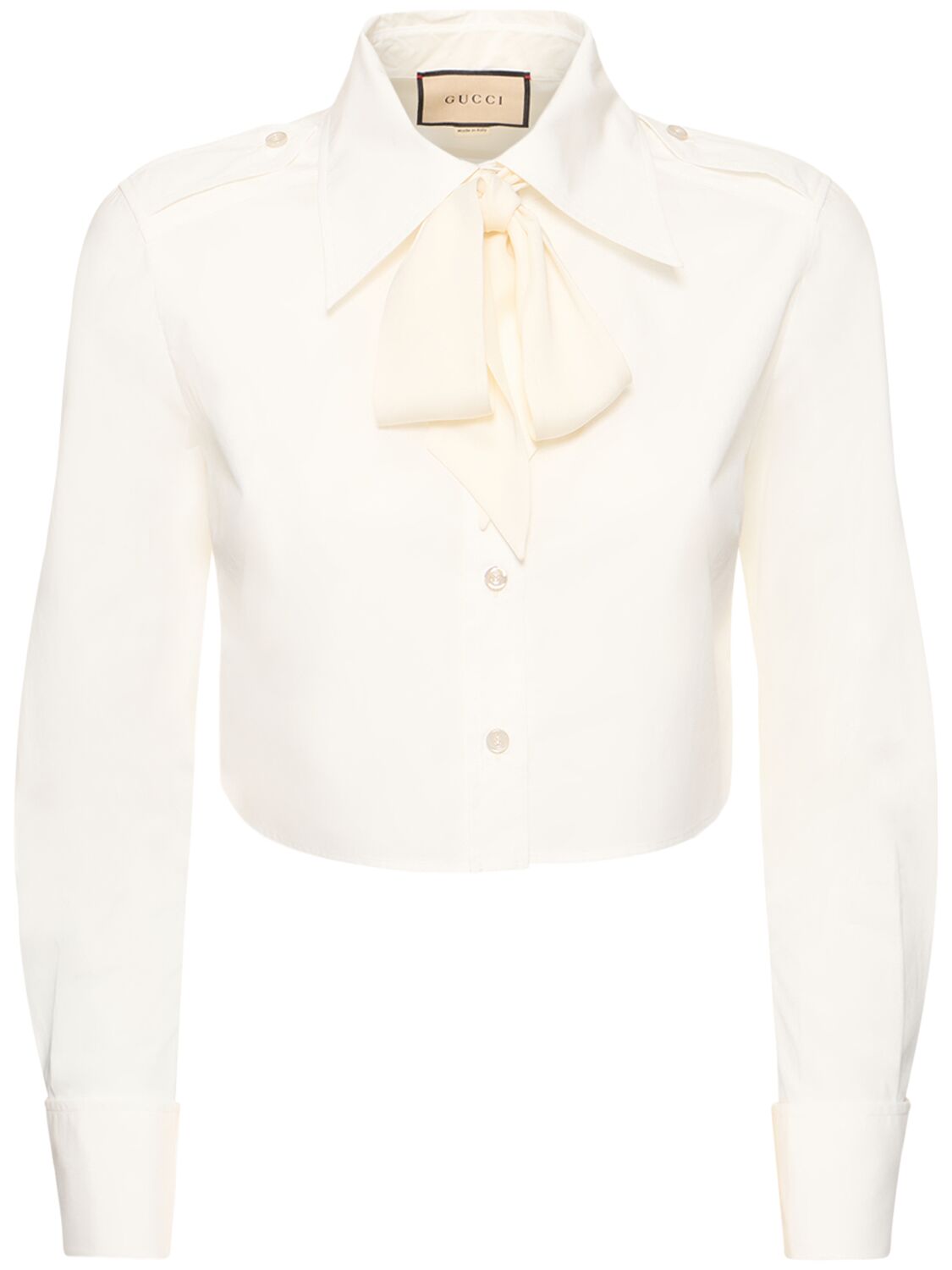 Cotton Shirt W/bow - GUCCI - Modalova