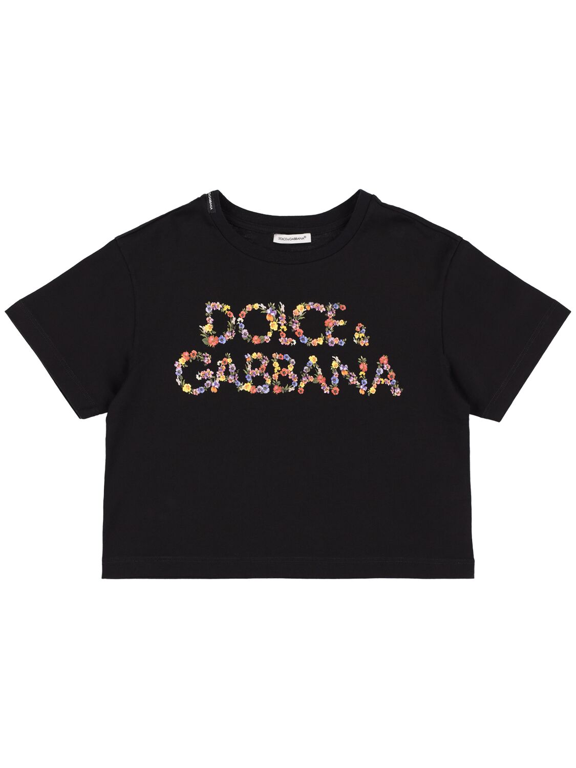 T-shirt Cropped In Jersey Di Cotone Con Logo - DOLCE & GABBANA - Modalova