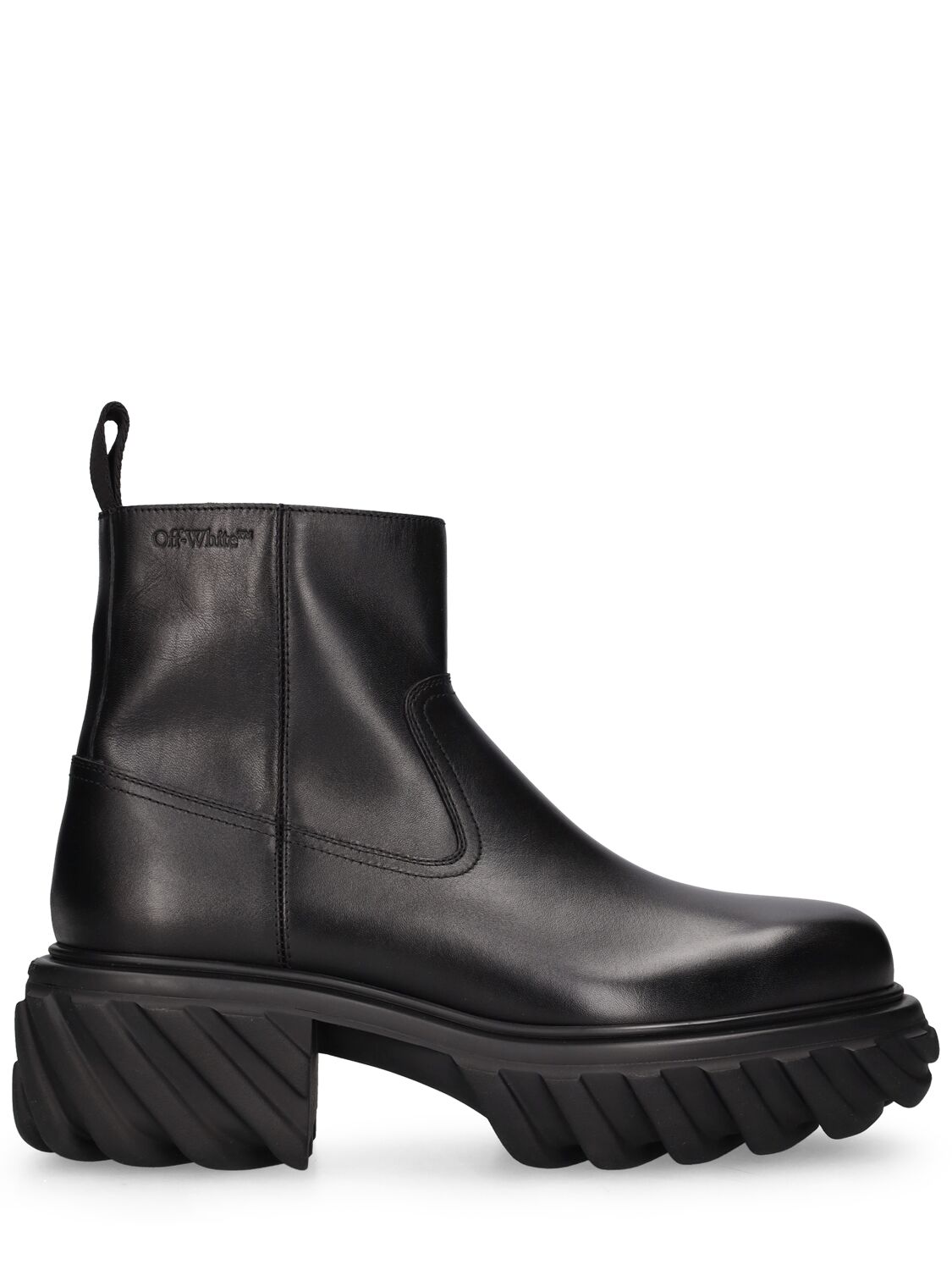 Tractor Motor Leather Ankle Boots - OFF-WHITE - Modalova