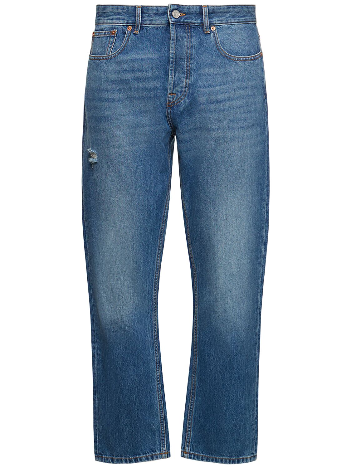Jeans Regular Fit In Denim Di Cotone - VALENTINO - Modalova