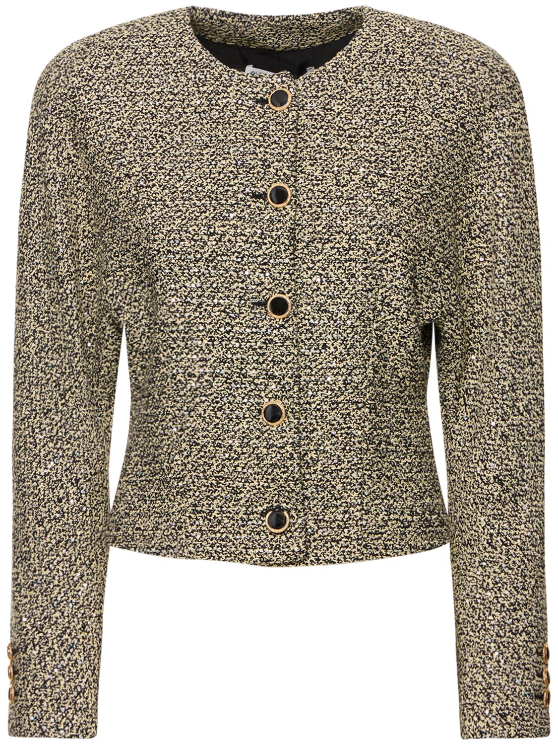 Collarless Sequined Tweed Jacket - ALESSANDRA RICH - Modalova