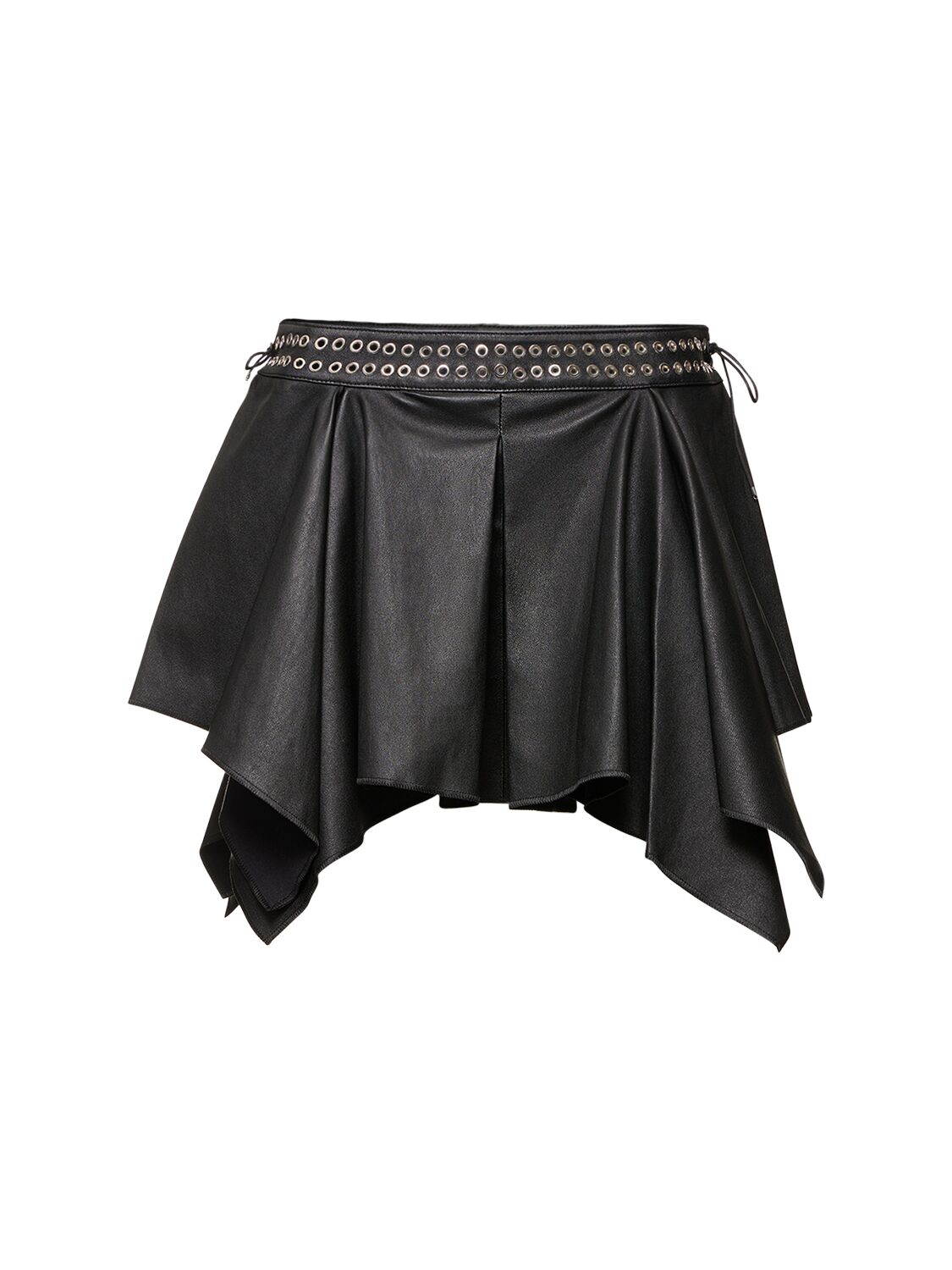 Asymmetric Ruffled Leather Mini Skirt - LUDOVIC DE SAINT SERNIN - Modalova
