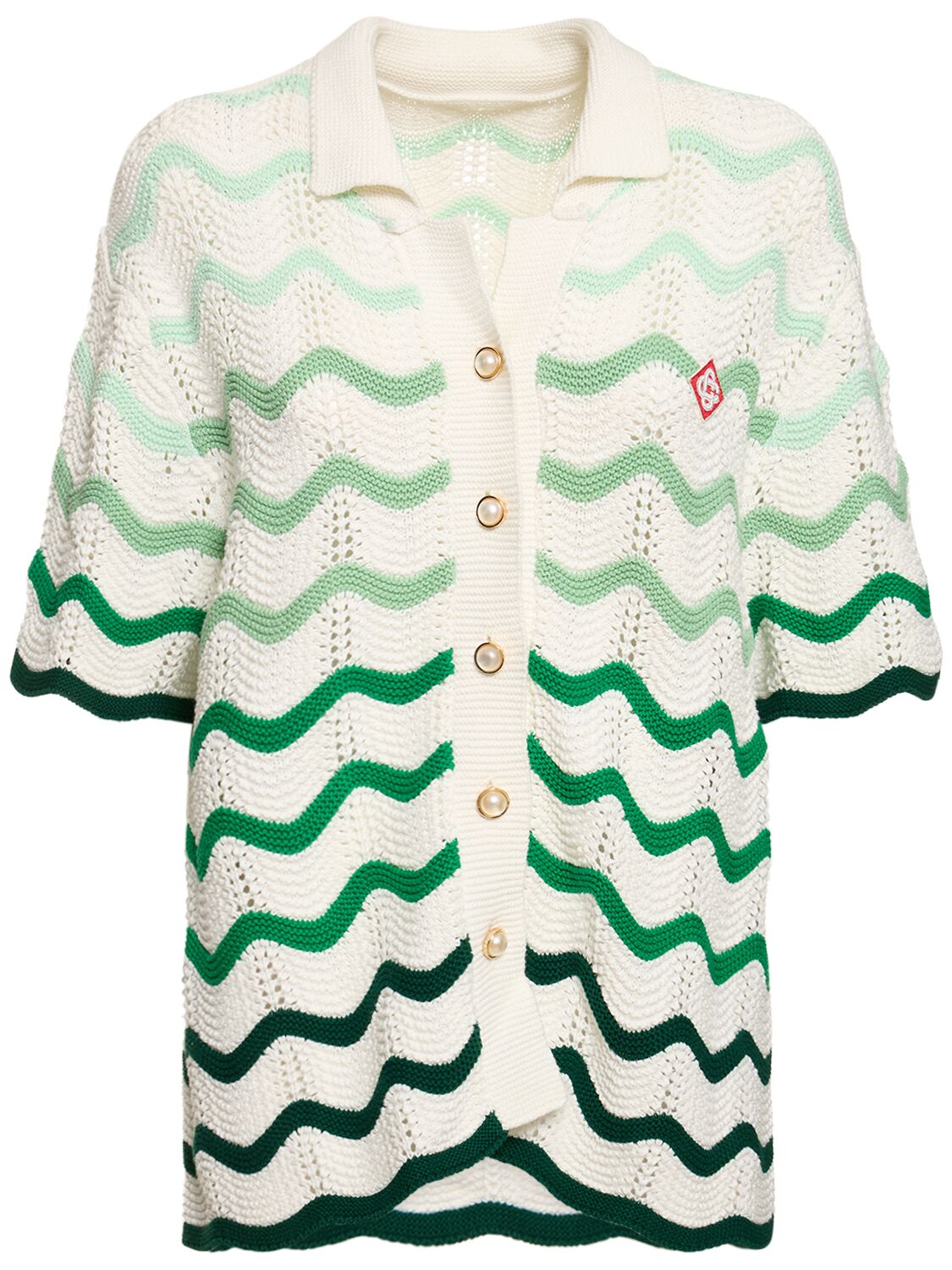 Gradient Wave Crochet Cotton Shirt - CASABLANCA - Modalova