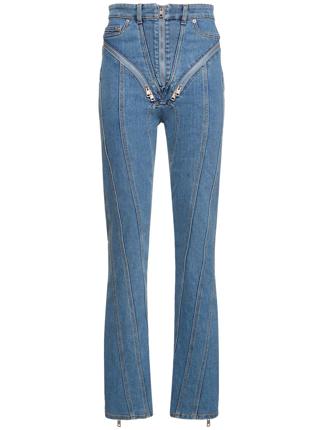 Jeans Skinny Vita Alta In Denim Stretch / Zip - MUGLER - Modalova