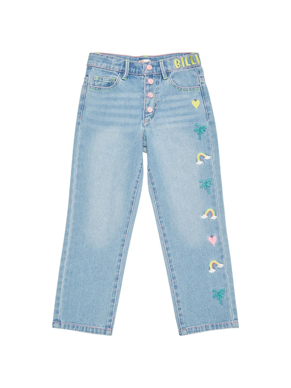 Jeans In Denim Di Cotone Con Ricami - BILLIEBLUSH - Modalova