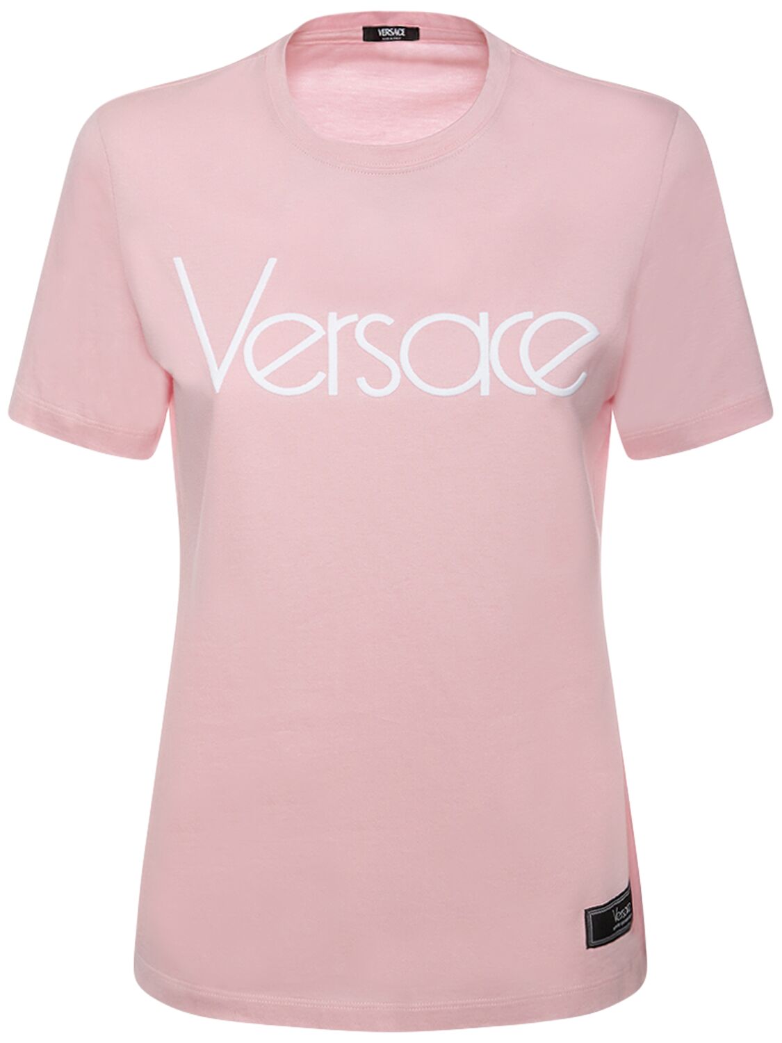 Logo Embroidered Jersey T-shirt - VERSACE - Modalova