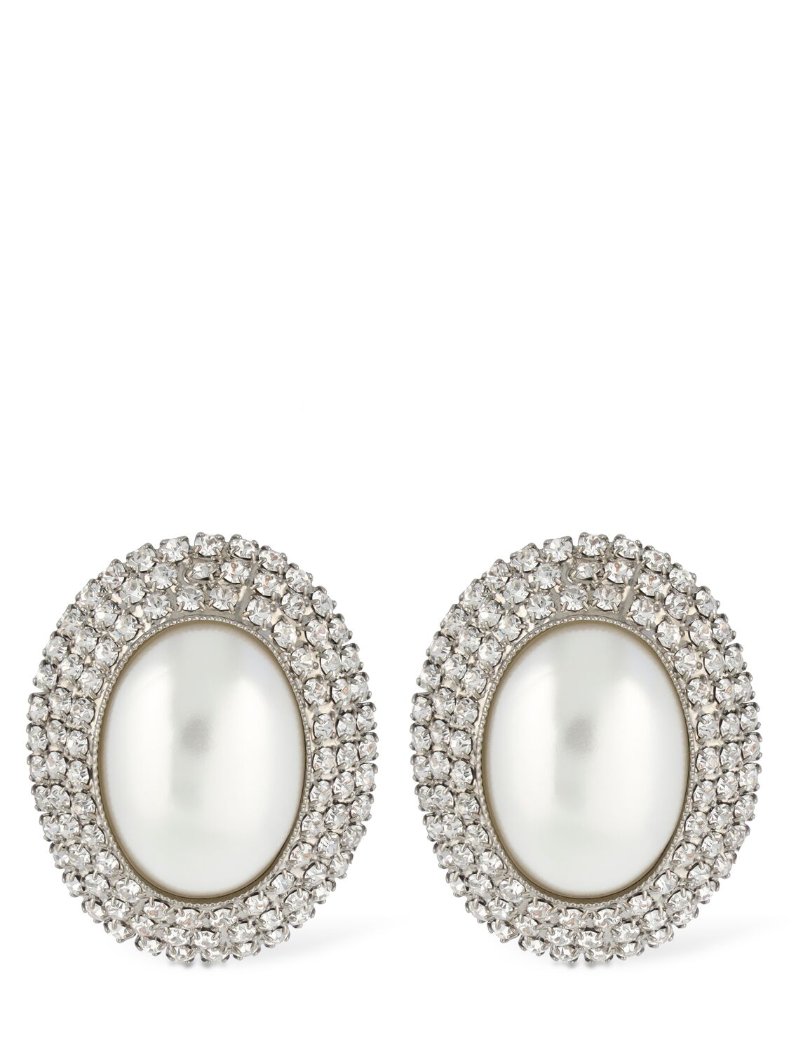 Oval Crystal & Faux Pearl Earrings - ALESSANDRA RICH - Modalova