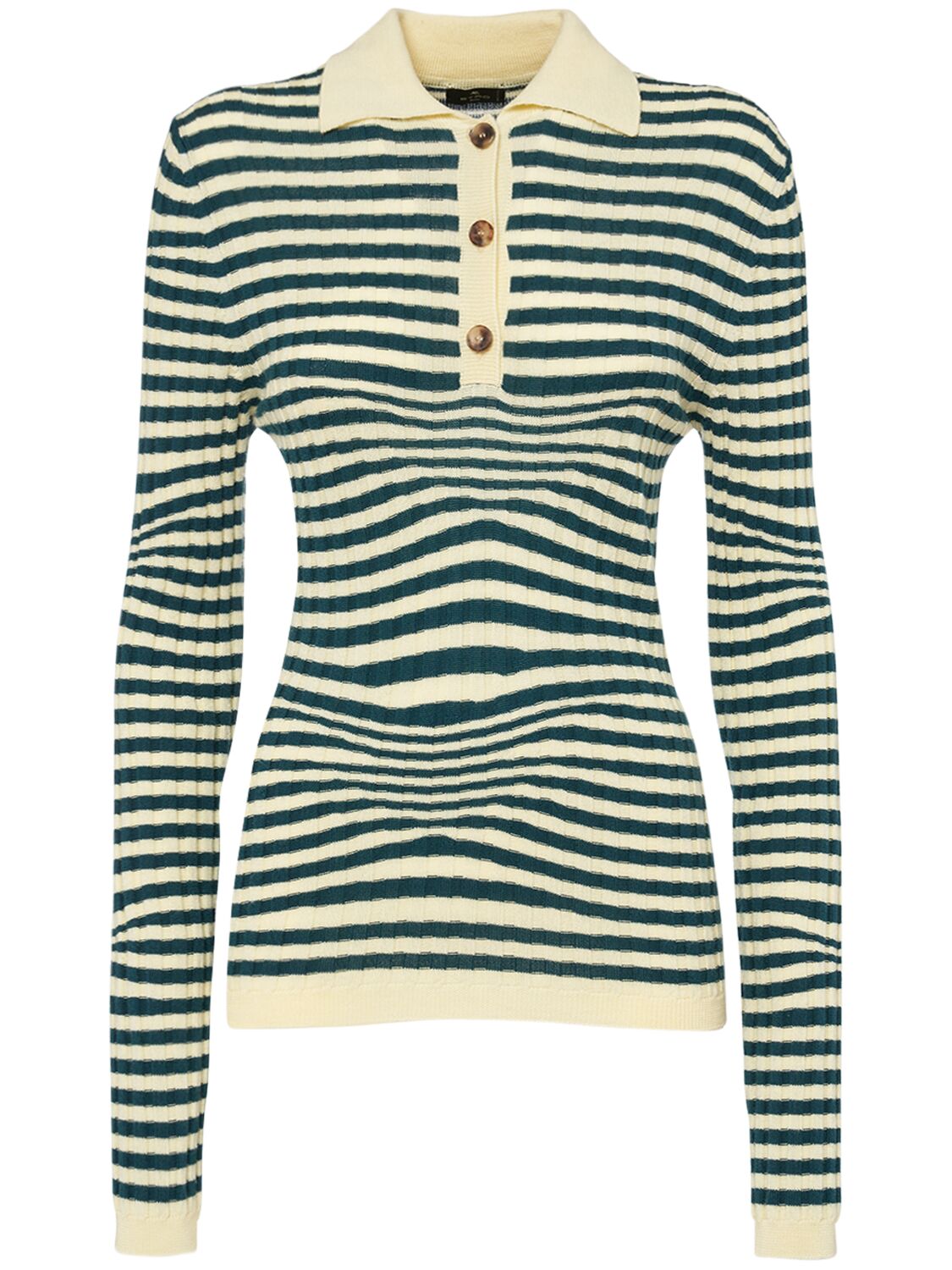 Striped Wool Knit Polo Sweater - ETRO - Modalova