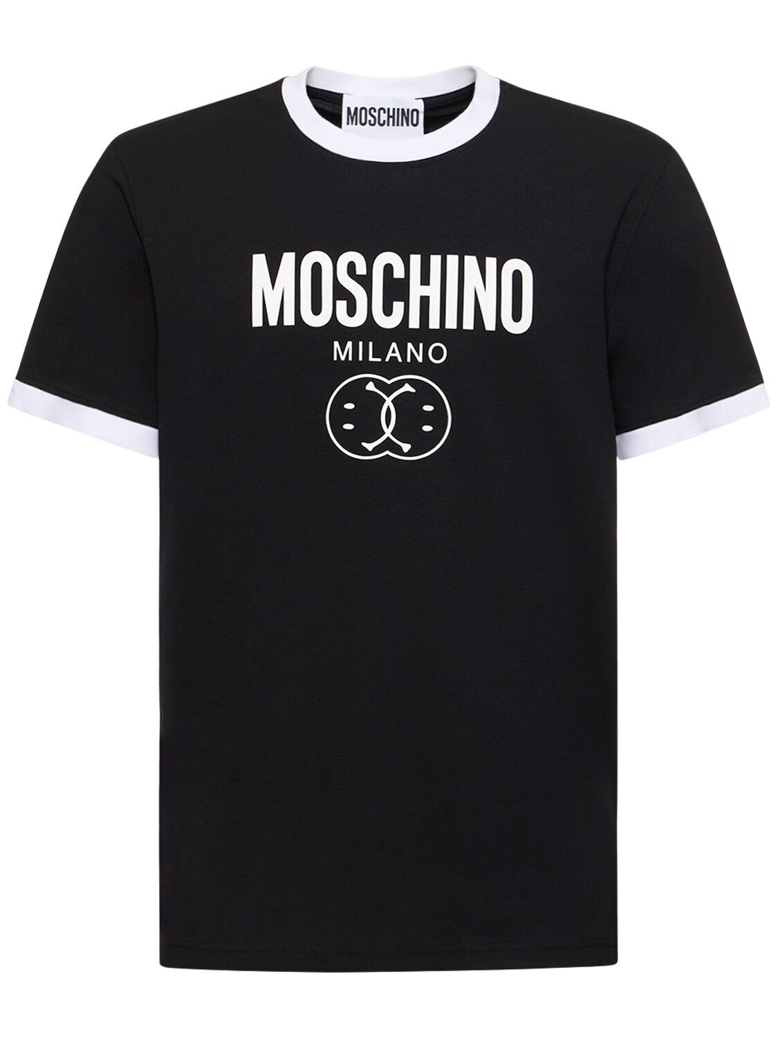 Logo Print Stretch Cotton Jersey T-shirt - MOSCHINO - Modalova