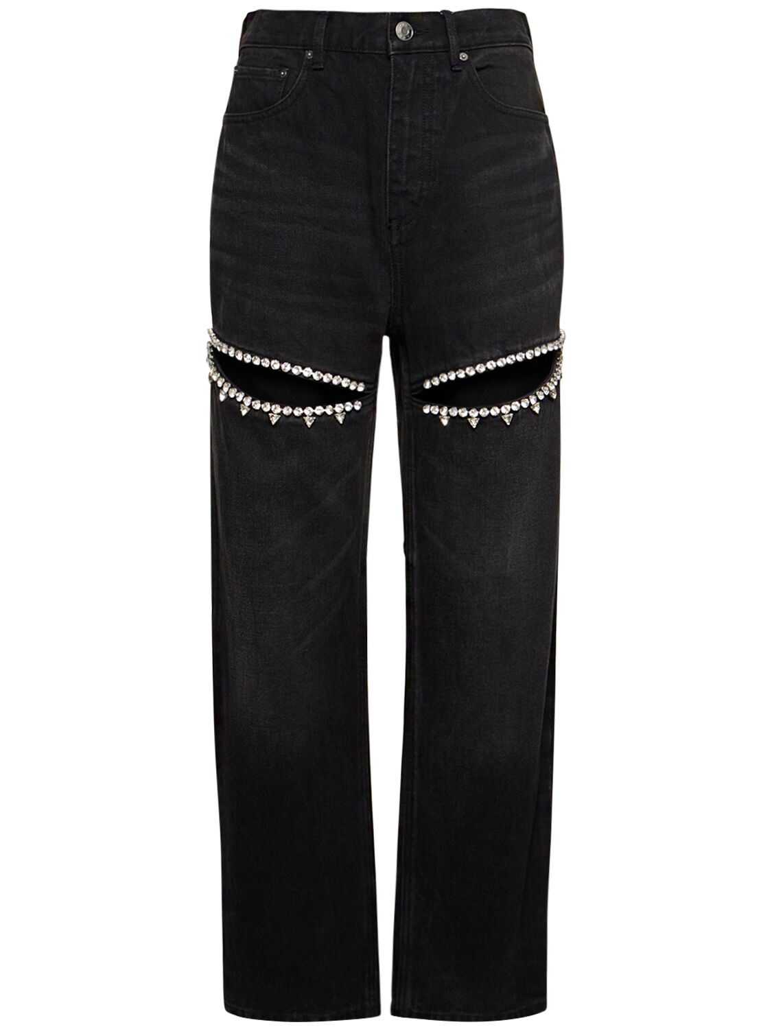 Embellished Slit High Rise Jeans - AREA - Modalova
