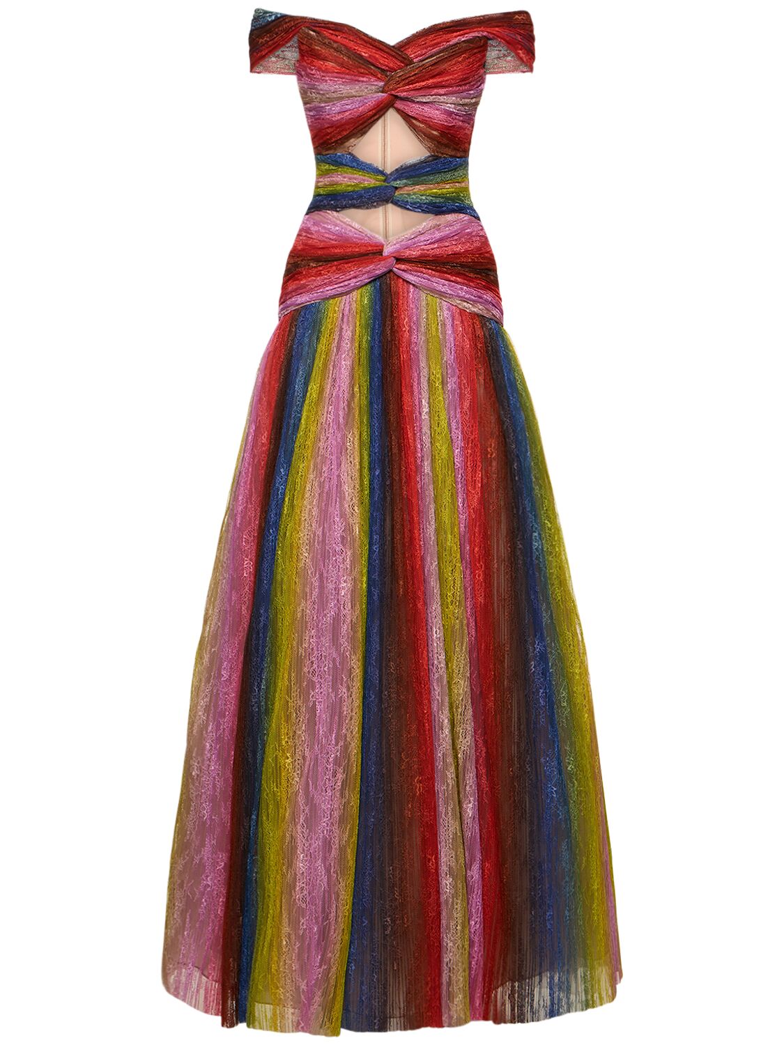 Cecily Kaleidoscopic Lace Cut Out Gown - COSTARELLOS - Modalova