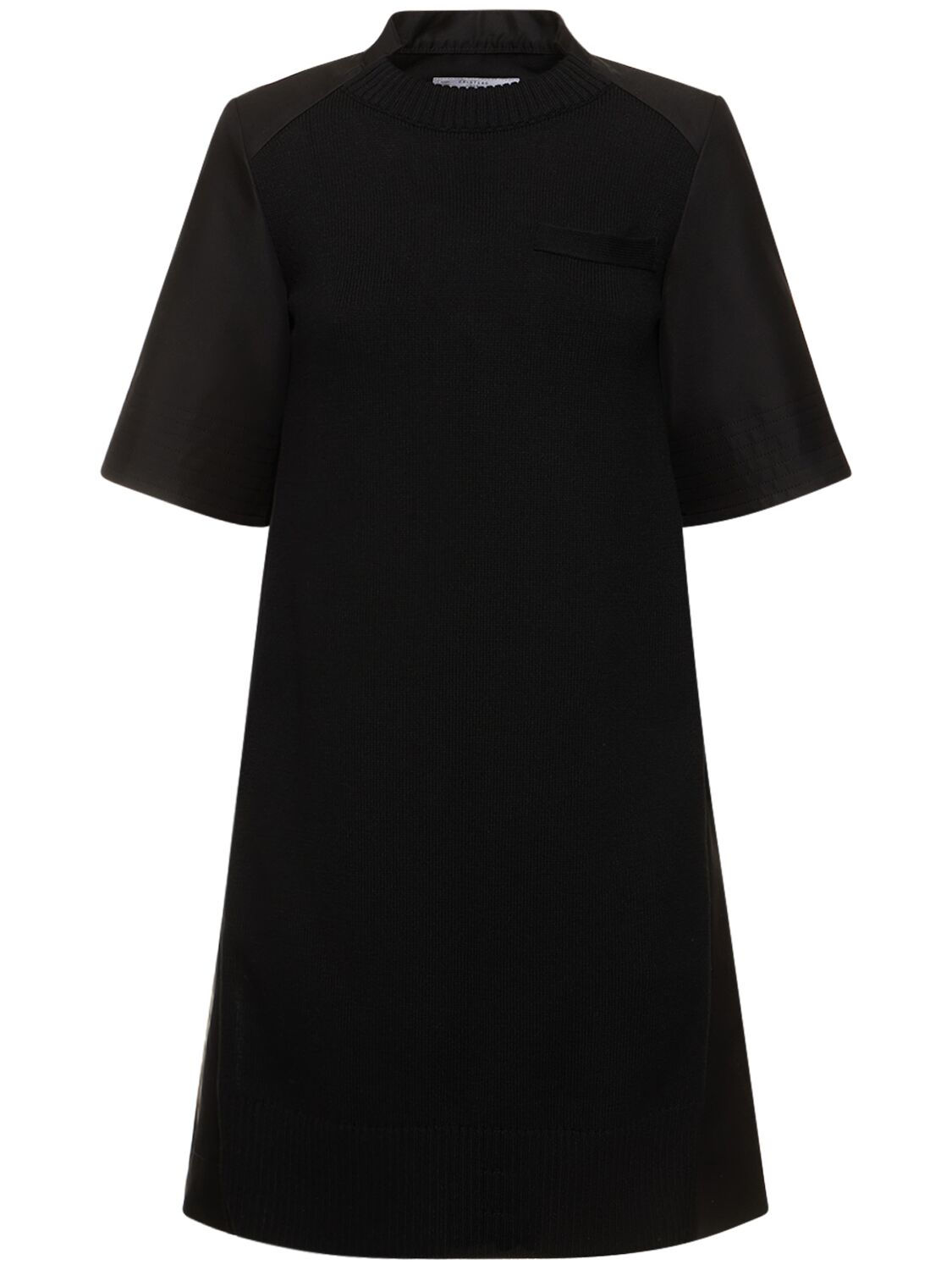 Cotton Gabardine Knit S/s Mini Dress - SACAI - Modalova