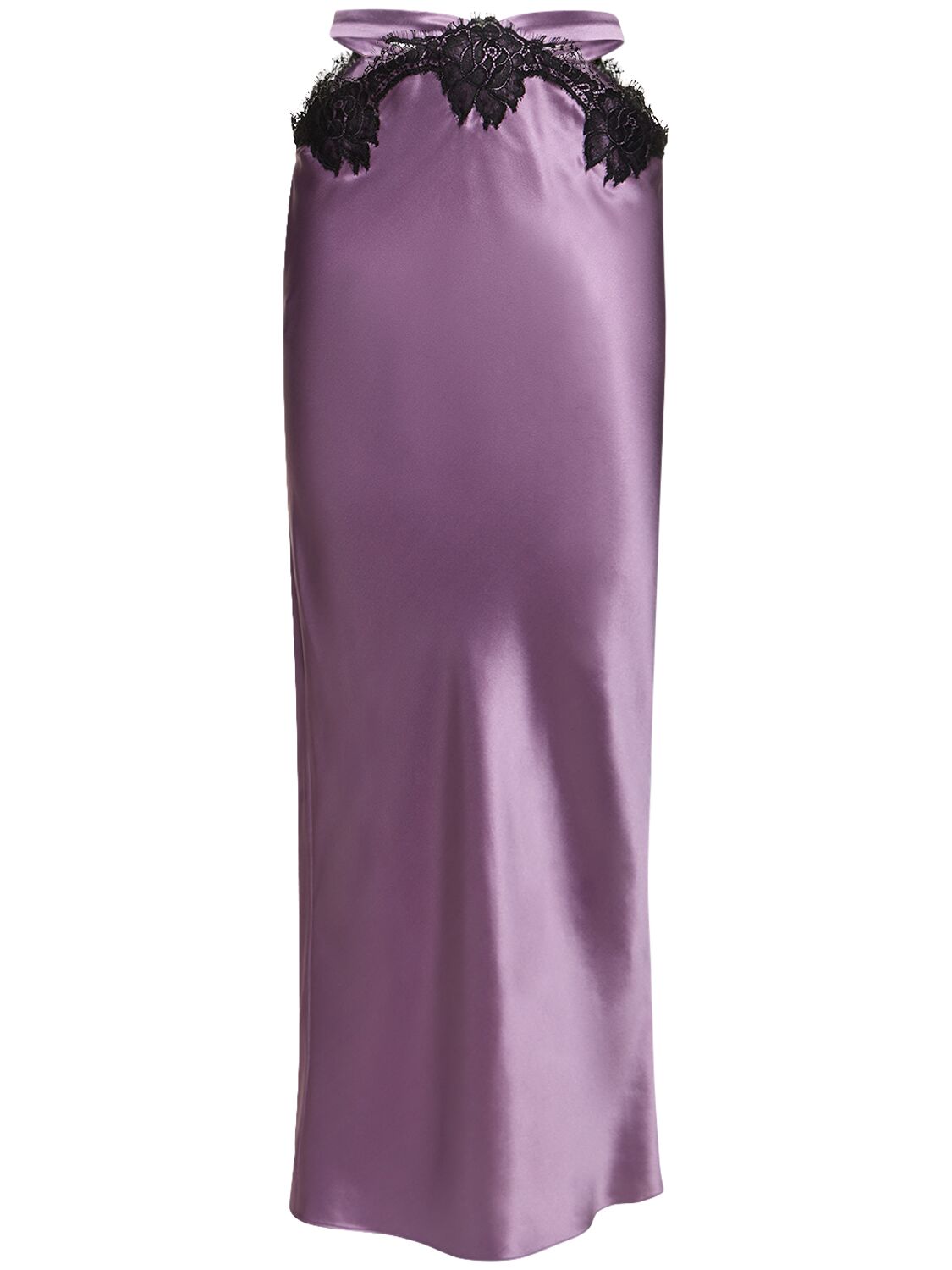 Silk & Lace Cutout Maxi Skirt - FLEUR DU MAL - Modalova