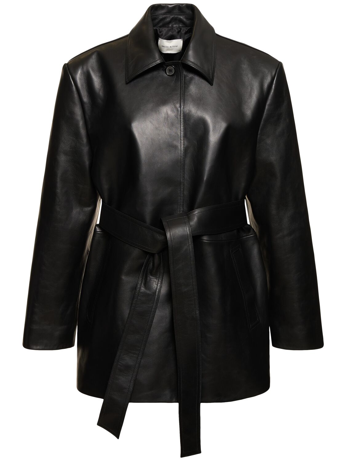 Leather Belted Jacket - MAGDA BUTRYM - Modalova