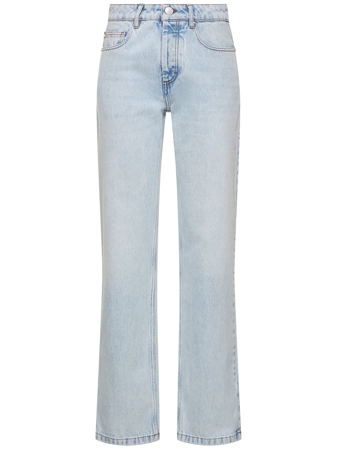 Straight Mid Rise Cotton Jeans - AMI PARIS - Modalova