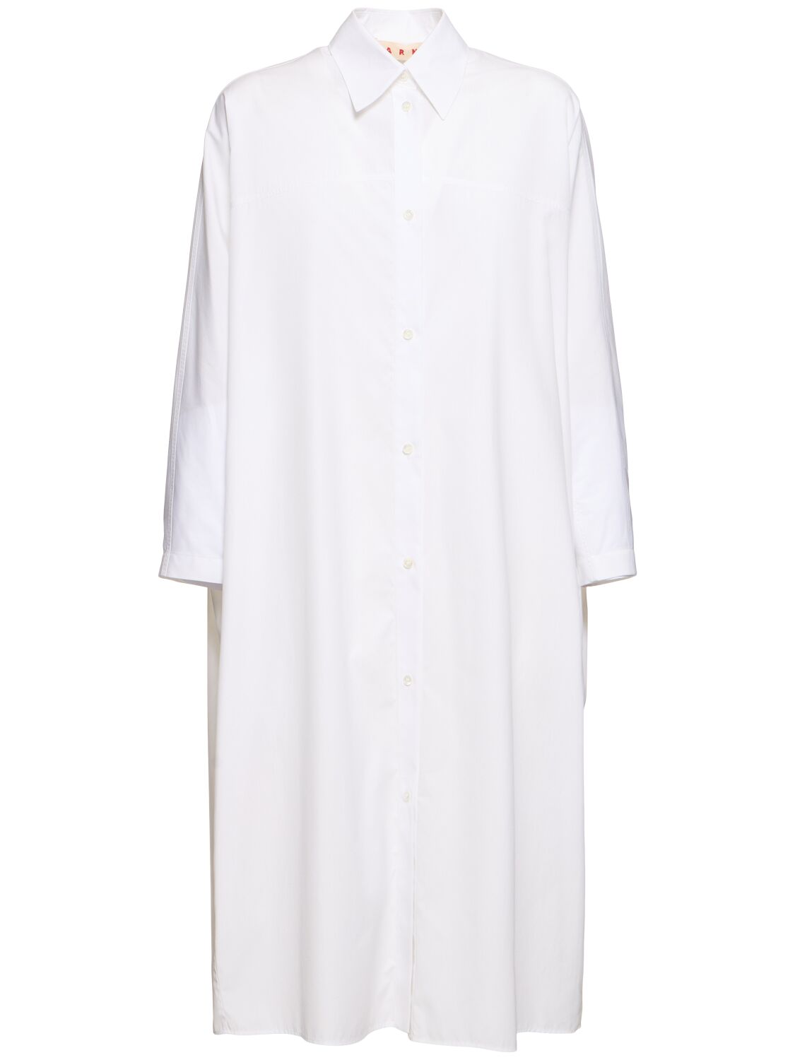 Cotton Poplin L/s Midi Shirt Dress - MARNI - Modalova