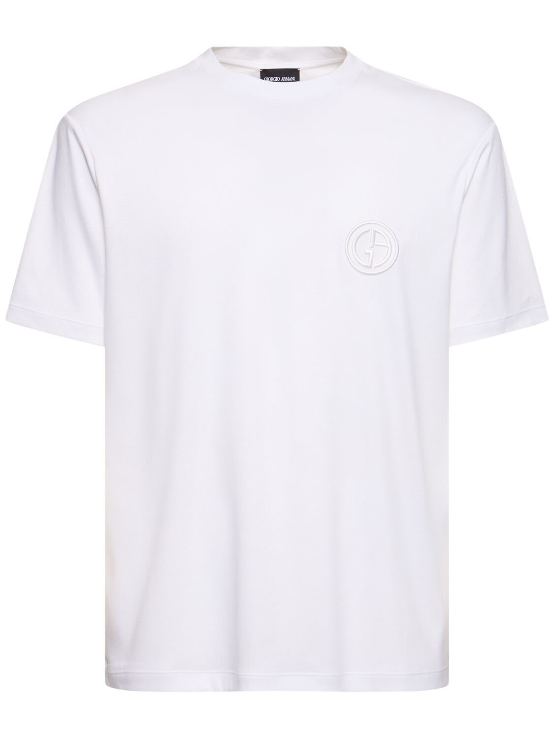 Hombre Camiseta De Algodón Con Logo Bordado 46 - GIORGIO ARMANI - Modalova