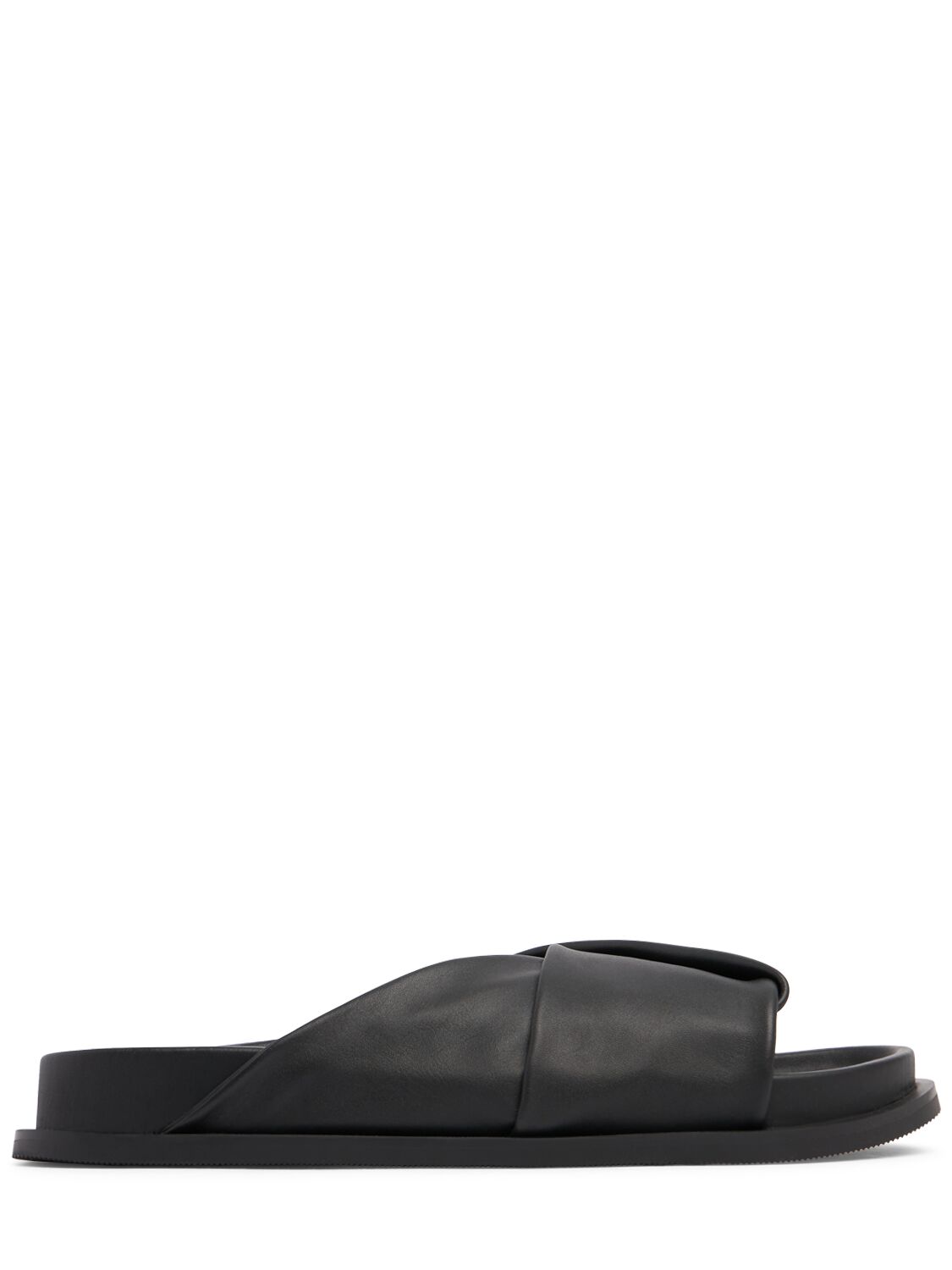 Mm Fold Detail Leather Slide Sandals - ST.AGNI - Modalova