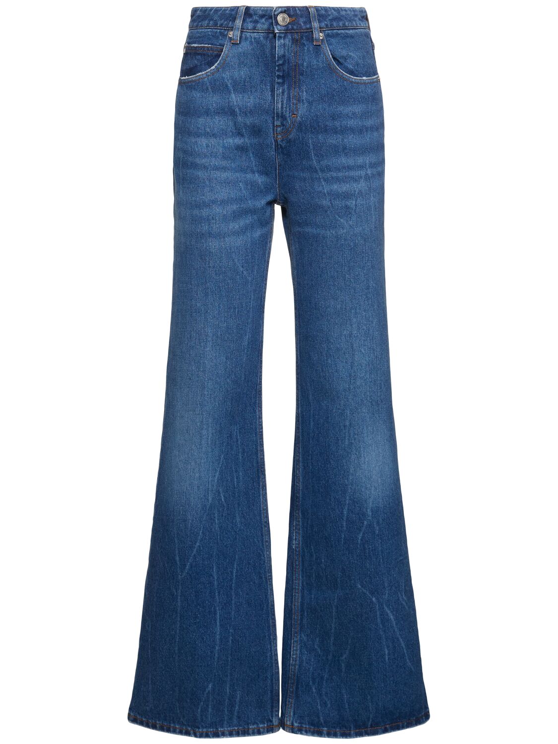 Mid Rise Flared Cotton Jeans - AMI PARIS - Modalova