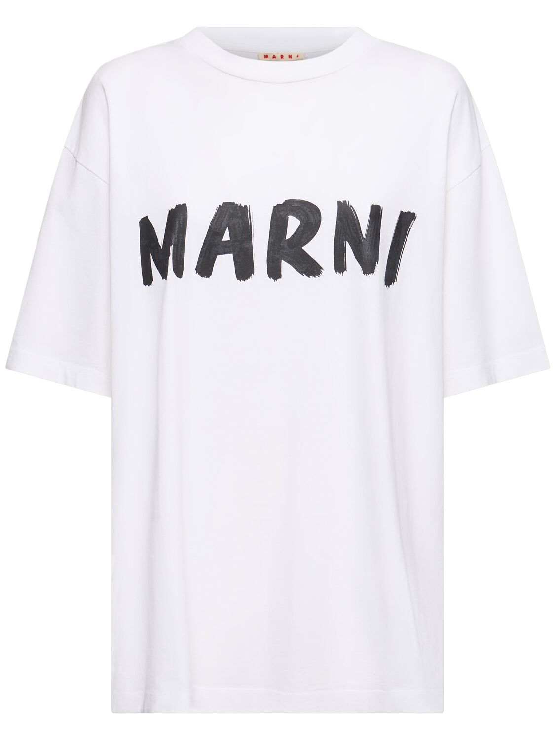 Printed Logo Cotton Jersey T-shirt - MARNI - Modalova