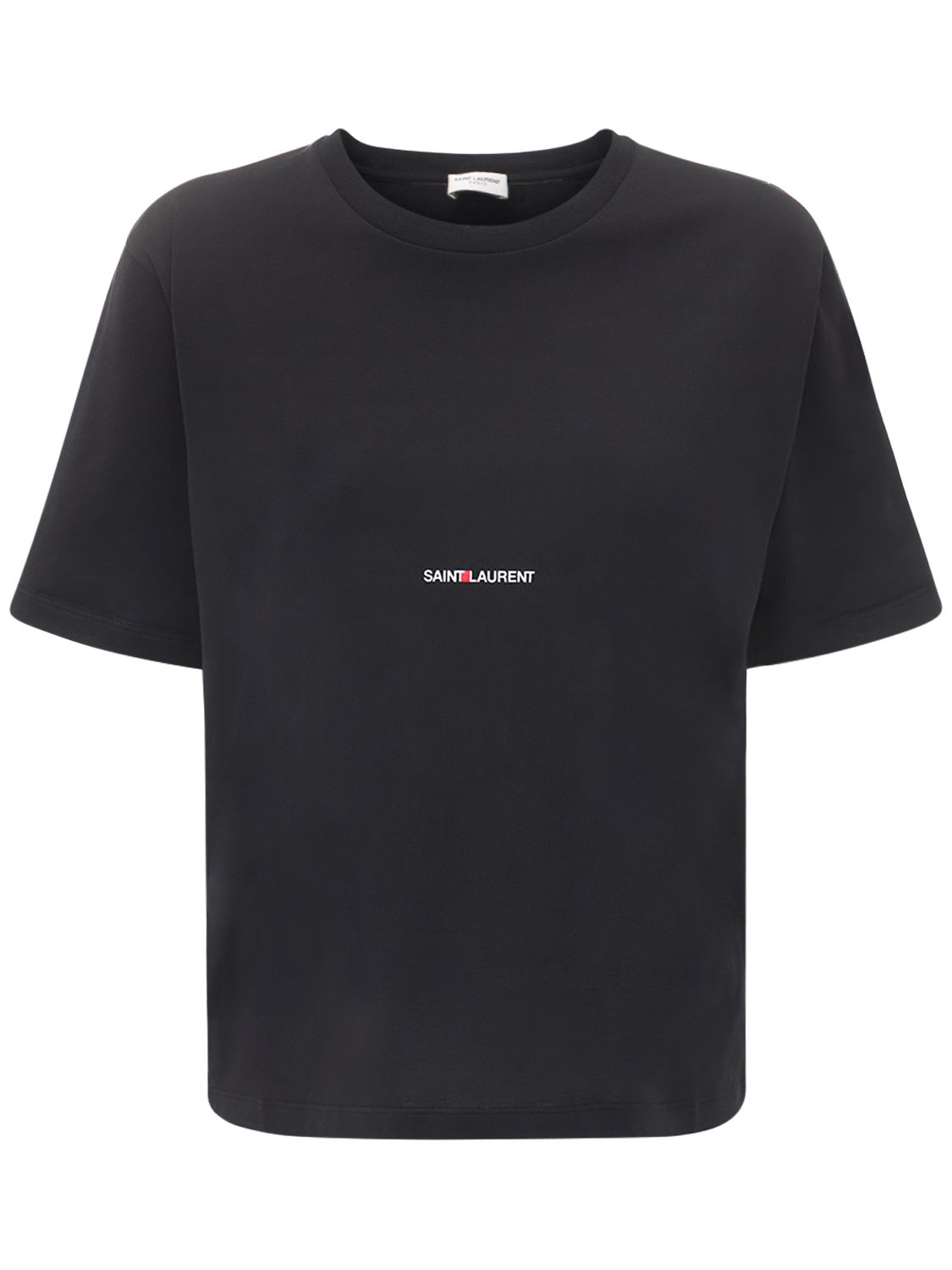 Loose Logo Print Cotton Jersey T-shirt - SAINT LAURENT - Modalova