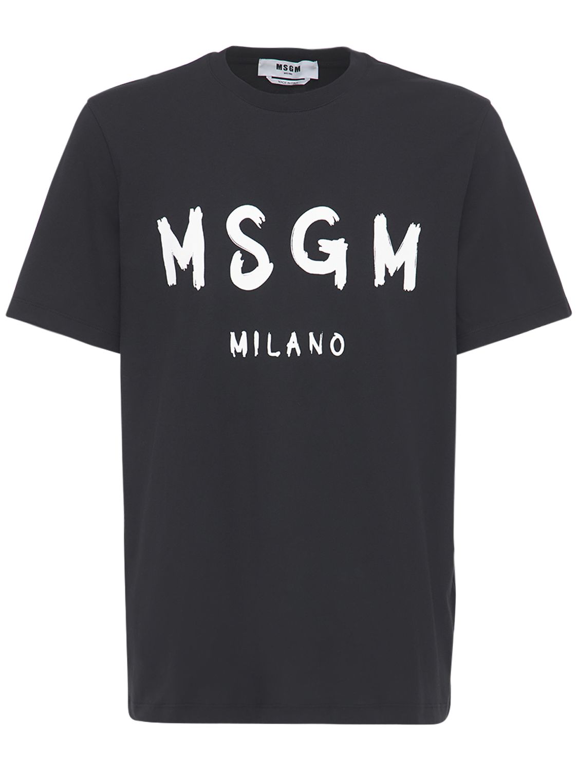 Logo Print Cotton Jersey T-shirt - MSGM - Modalova