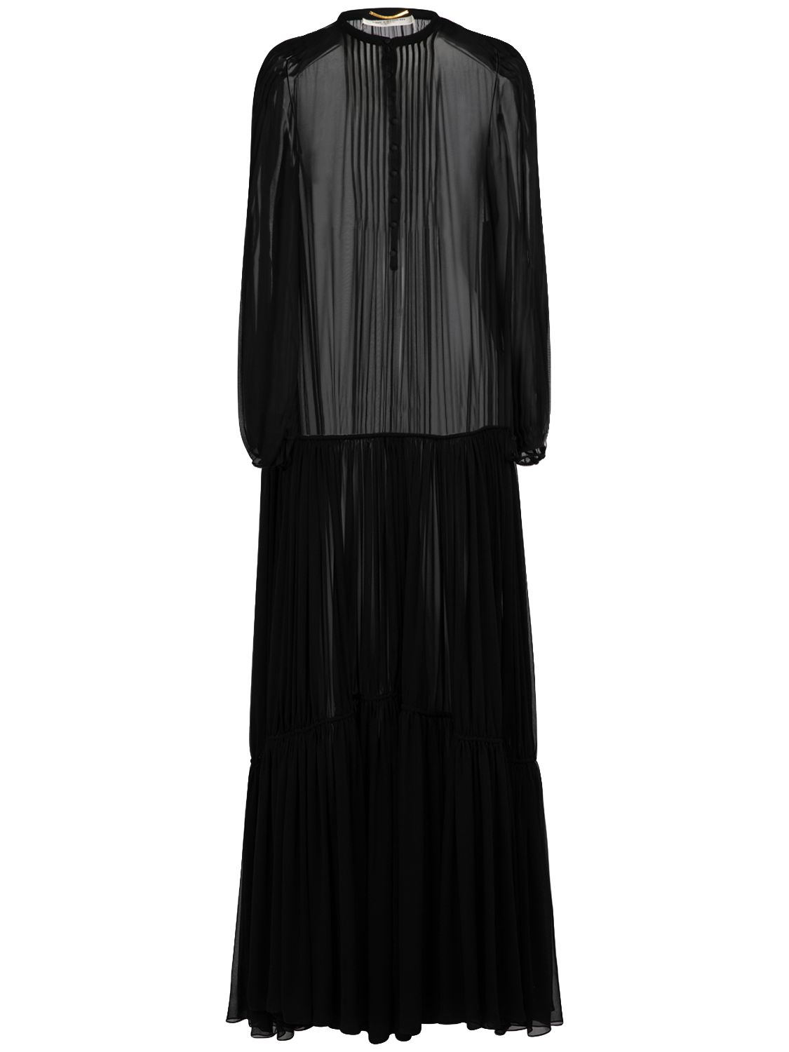 Silk Long Dress - SAINT LAURENT - Modalova