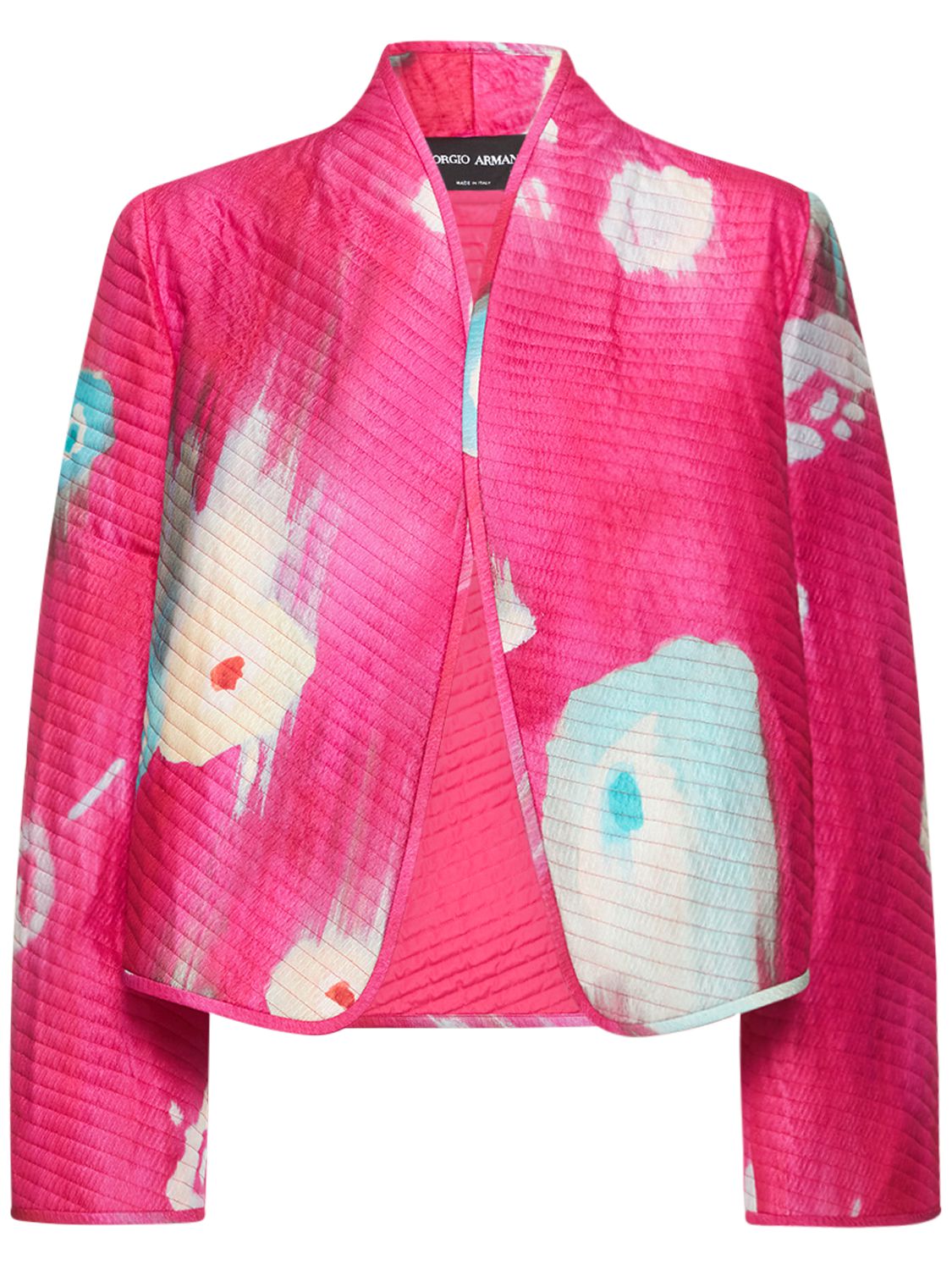 Printed Quilted Silk Jacket - GIORGIO ARMANI - Modalova