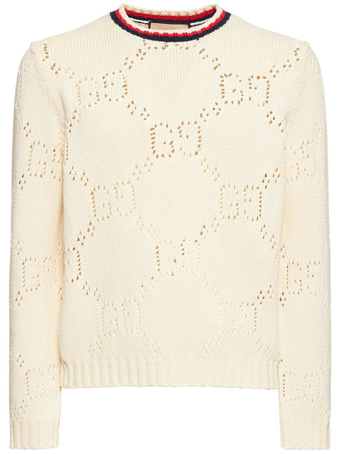 Perforated Gg Cotton Sweater - GUCCI - Modalova