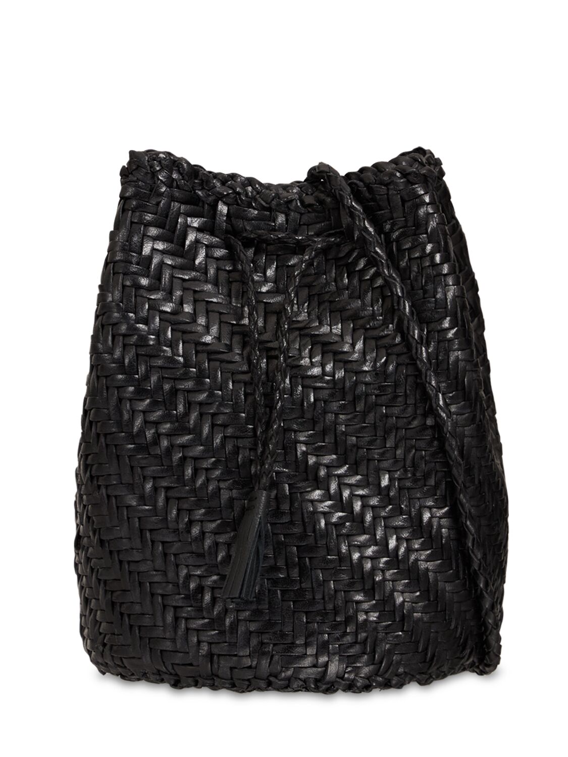 Pompom Doublej Woven Leather Basket Bag - DRAGON DIFFUSION - Modalova
