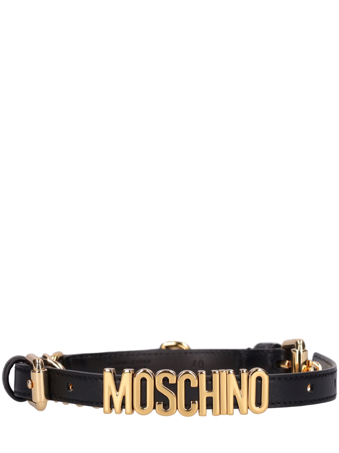 Cm Leather & Chain Belt - MOSCHINO - Modalova