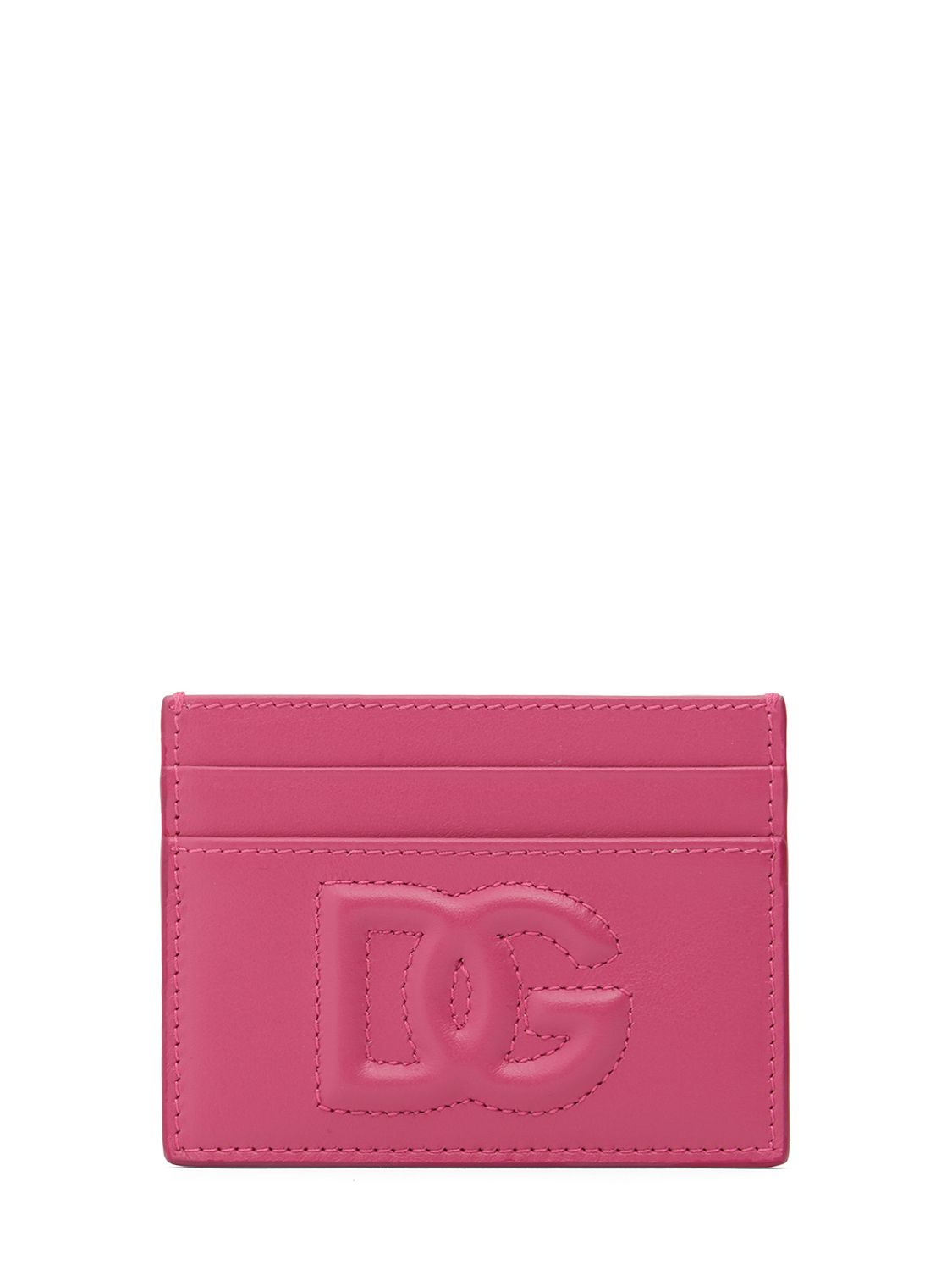 Embossed Logo Leather Card Holder - DOLCE & GABBANA - Modalova