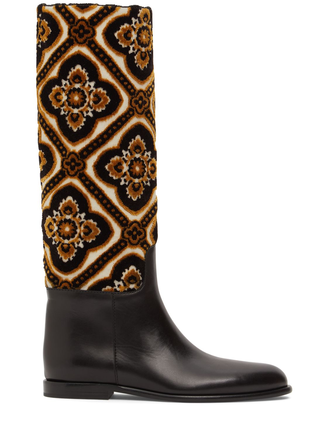Mm Leather & Jacquard Tall Boots - ETRO - Modalova