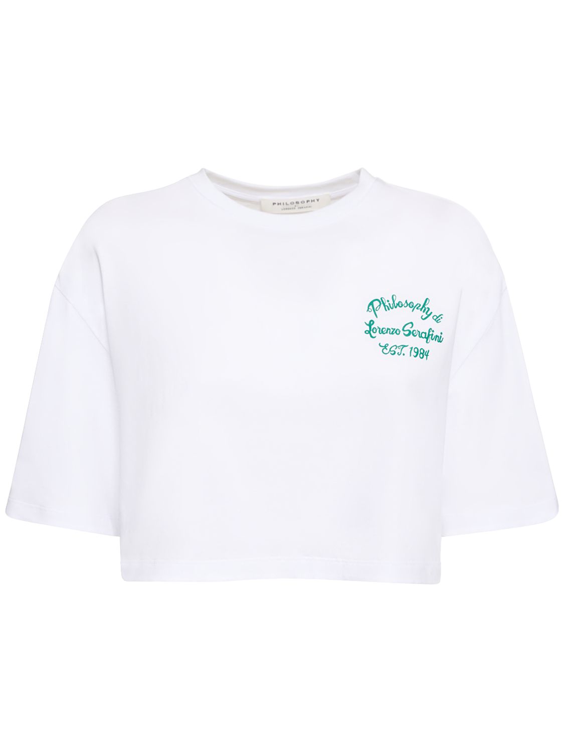Mujer Camiseta Cropped De Algodón Con Logo / Xs - PHILOSOPHY DI LORENZO SERAFINI - Modalova
