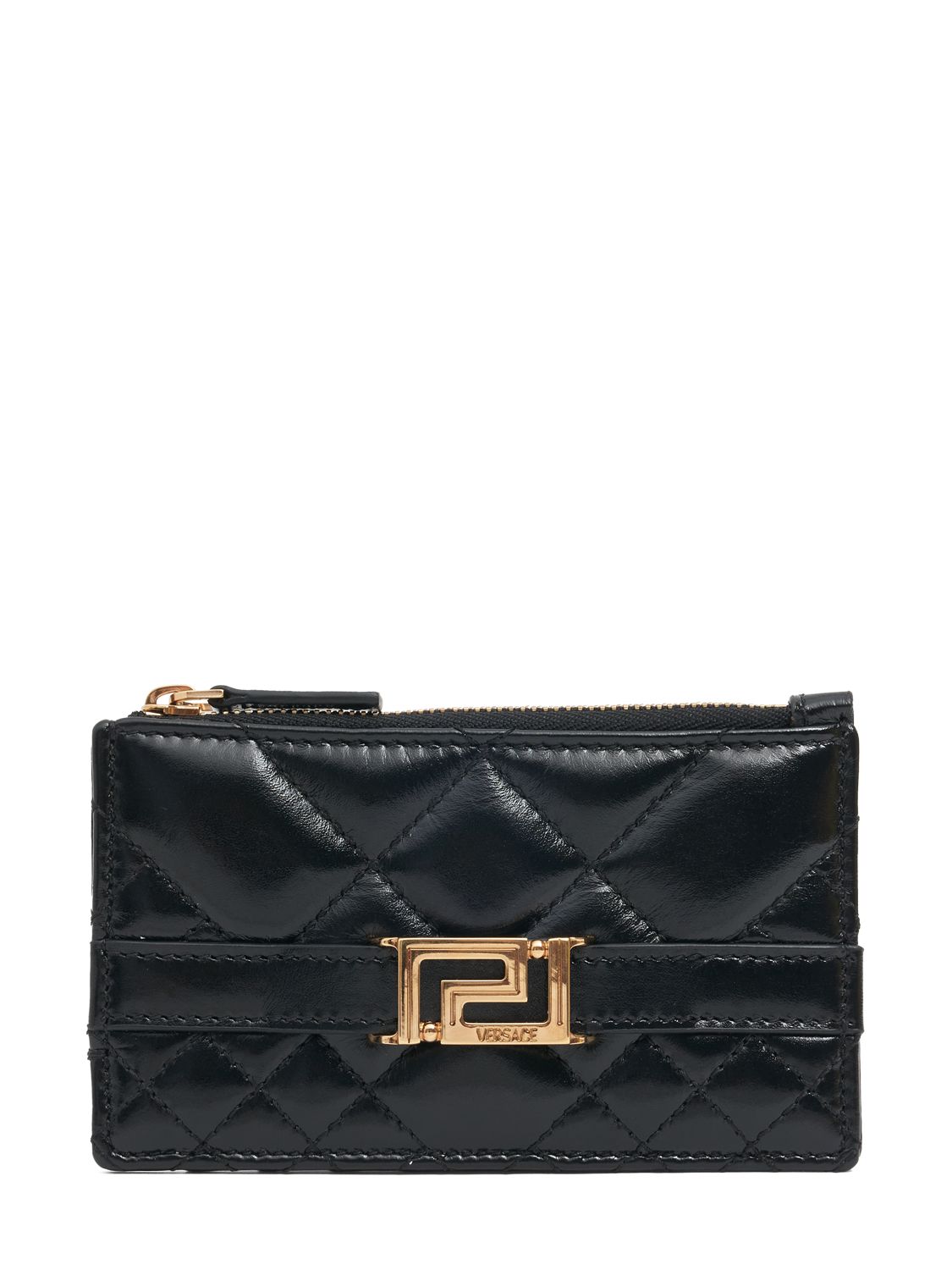 Quilted Leather Card Holder - VERSACE - Modalova