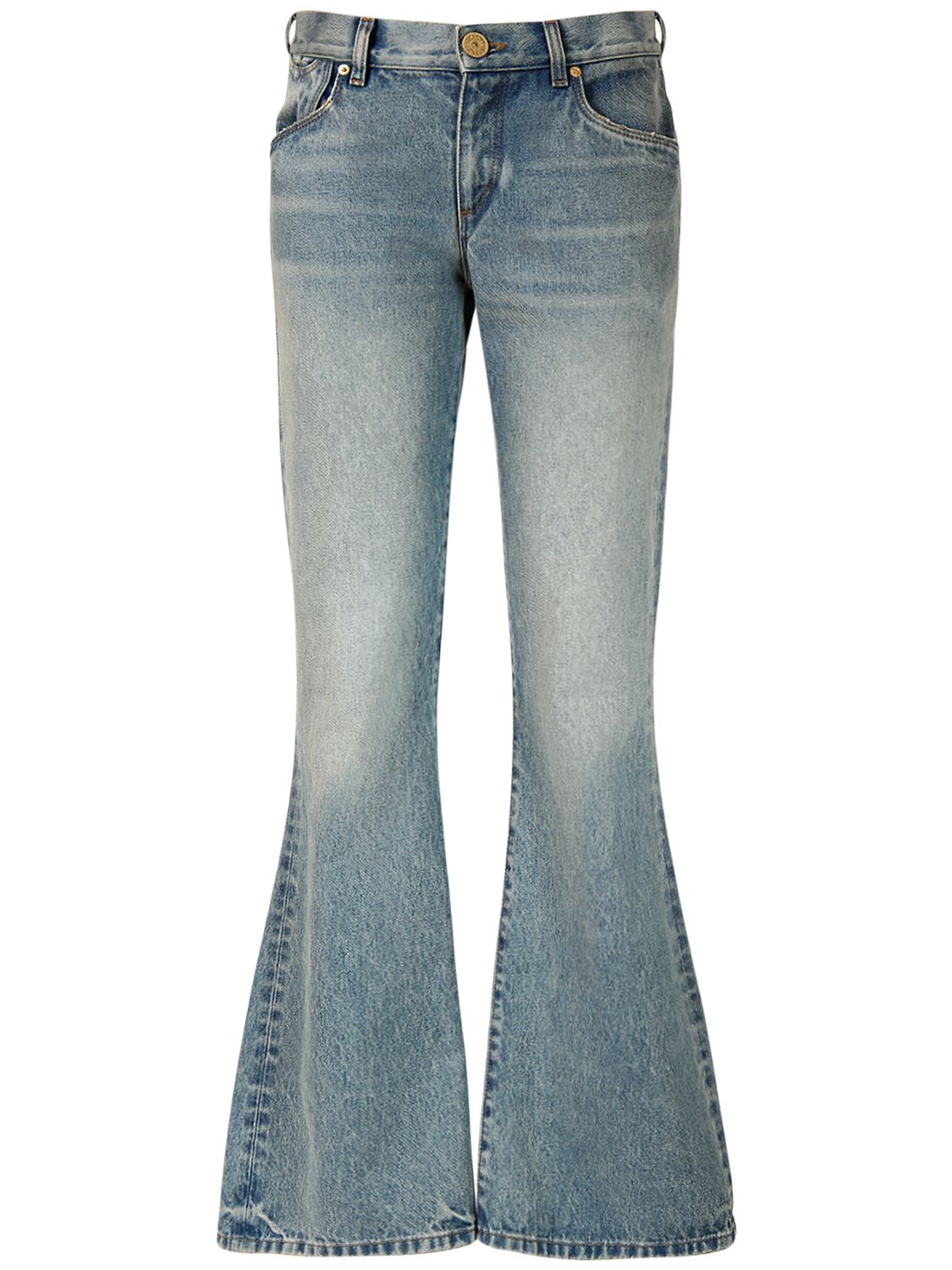 Jeans Cropped Western In Denim - BALMAIN - Modalova