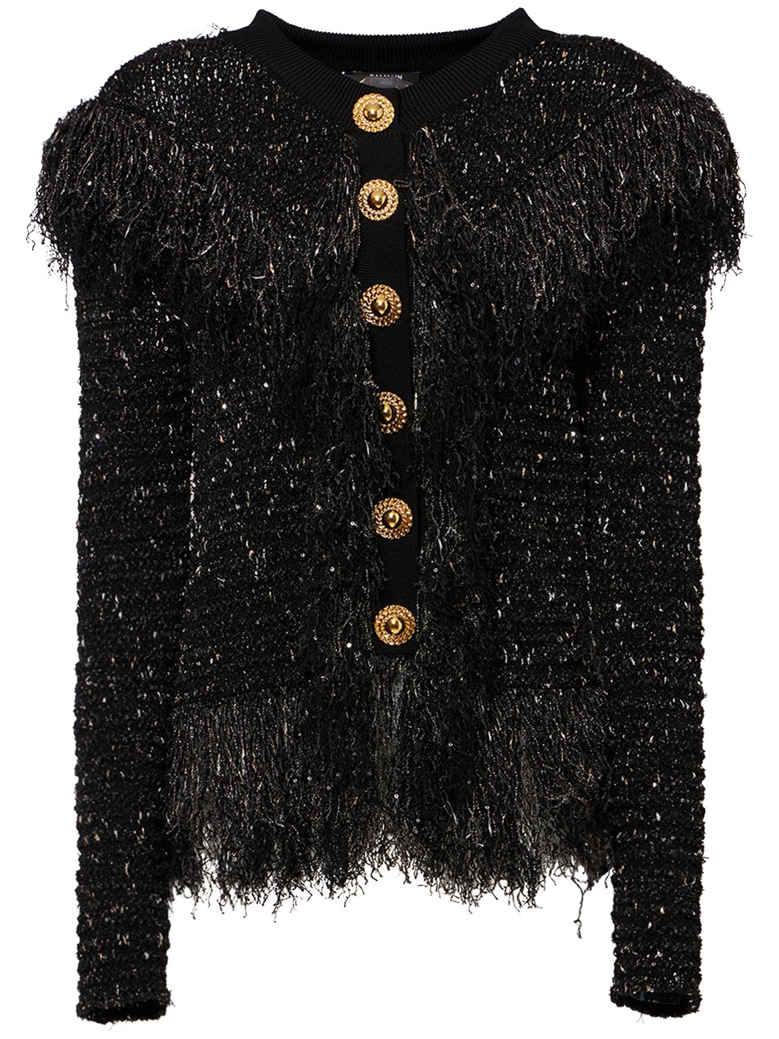 Glittered Fringed Tweed Jacket - BALMAIN - Modalova