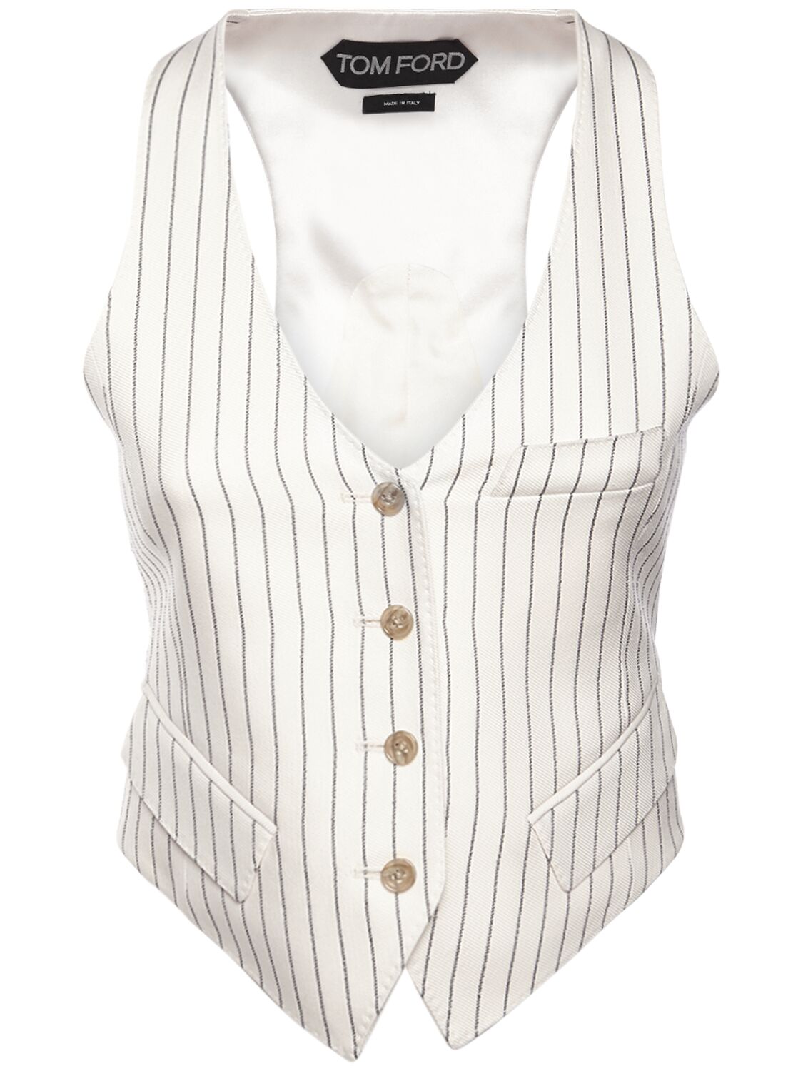 Wool & Silk Pinstriped Sleeveless Vest - TOM FORD - Modalova