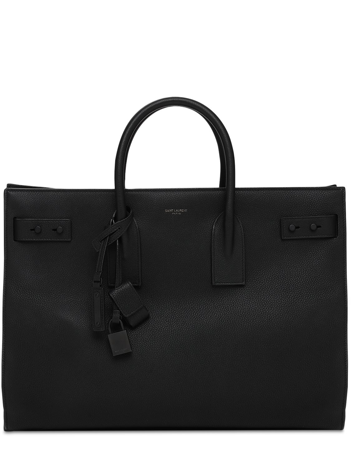 Logo Leather Tote Bag - SAINT LAURENT - Modalova