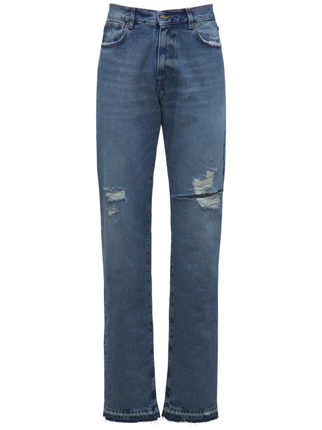 Indigo 5 Pocket Cotton Denim Jeans - 424 - Modalova
