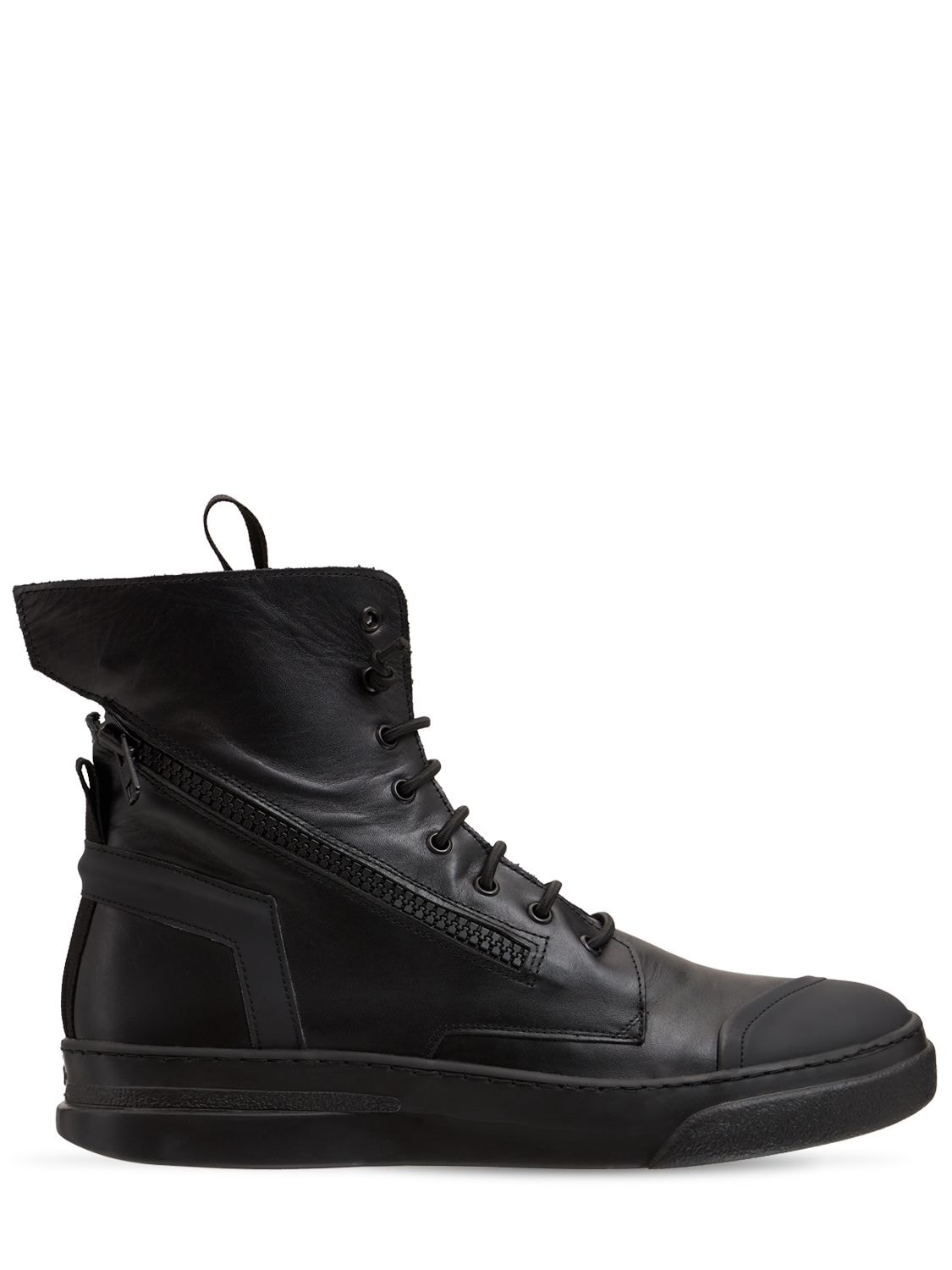 Leather High-top Sneakers W/ Zip - BRUNO BORDESE - Modalova