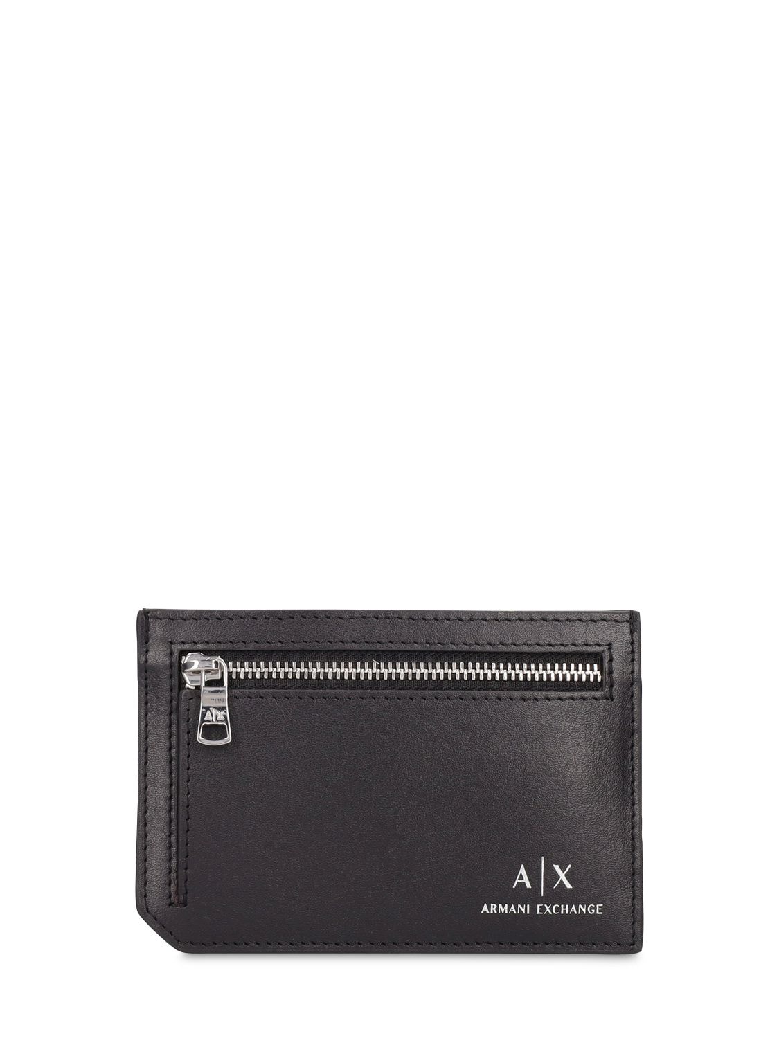 Logo Print Leather Zipped Card Holder - ARMANI EXCHANGE - Modalova
