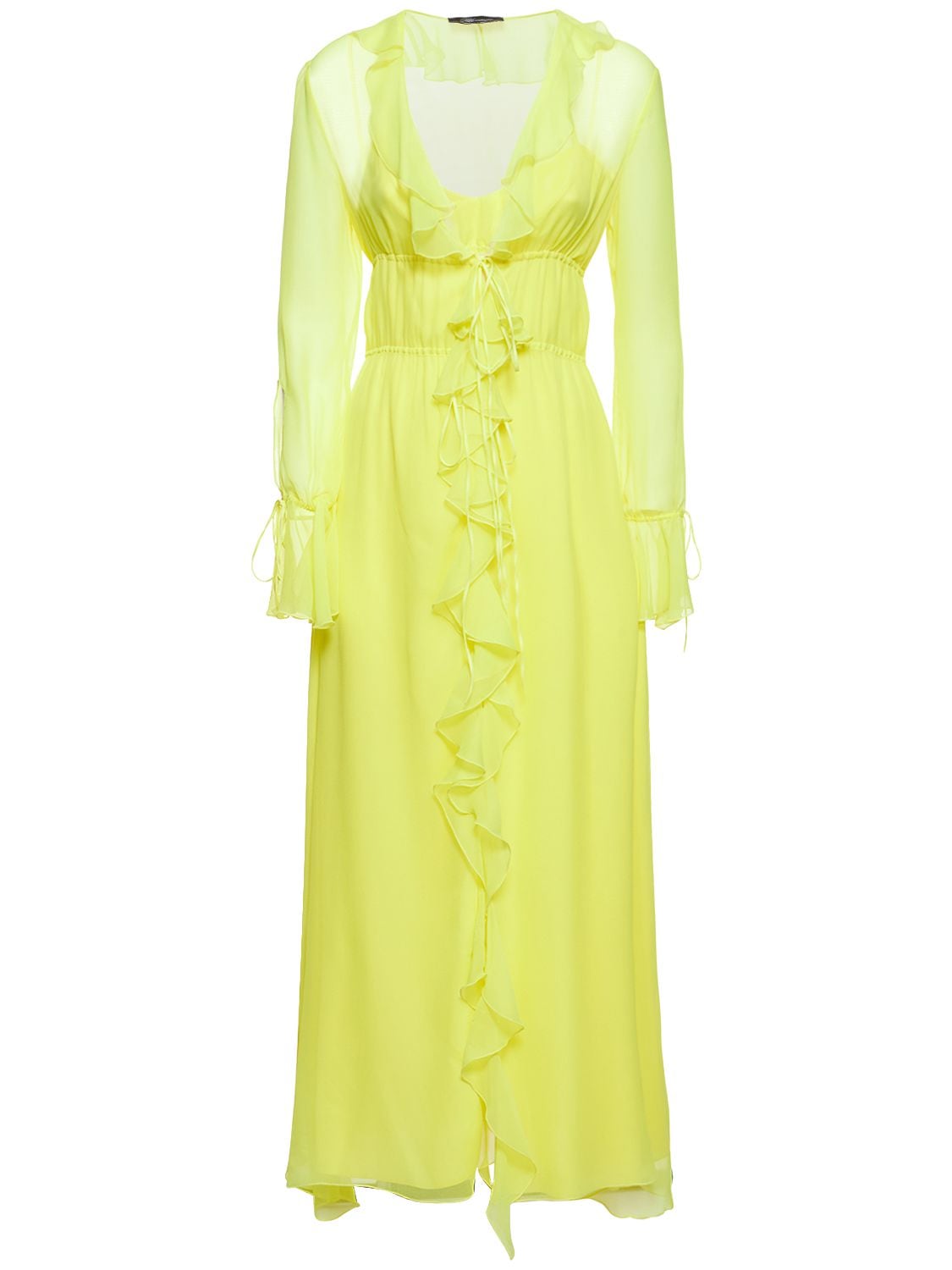 Ruffled Silk Chiffon Midi Dress - BLUMARINE - Modalova