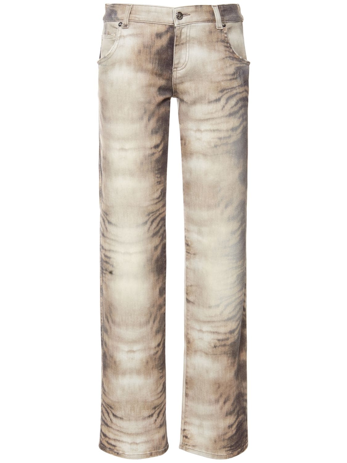 Printed Denim Low Rise Straight Jeans - BLUMARINE - Modalova