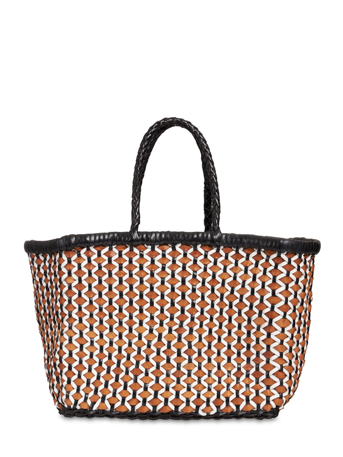 Small Handwoven Leather Weave Basket Bag - DRAGON DIFFUSION - Modalova