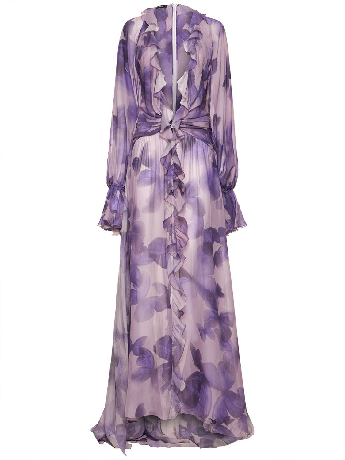 Printed Silk Georgette Long Dress - BLUMARINE - Modalova