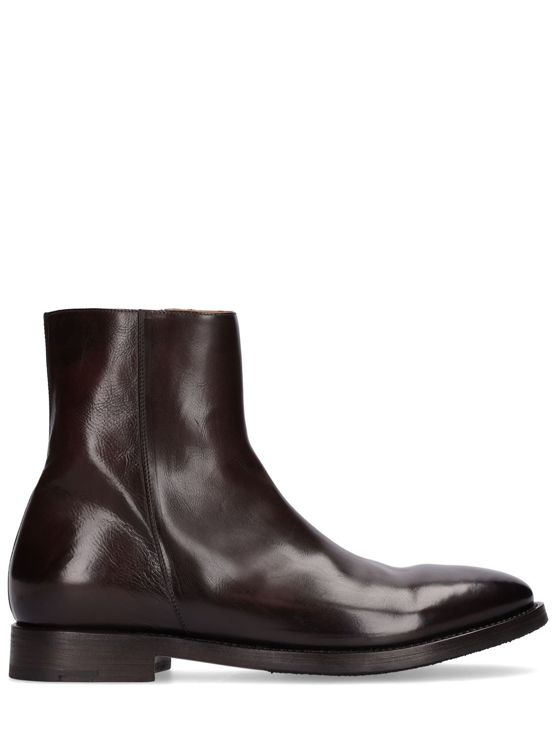 Leather Ankle Boots W/ Side Zip - ALBERTO FASCIANI - Modalova