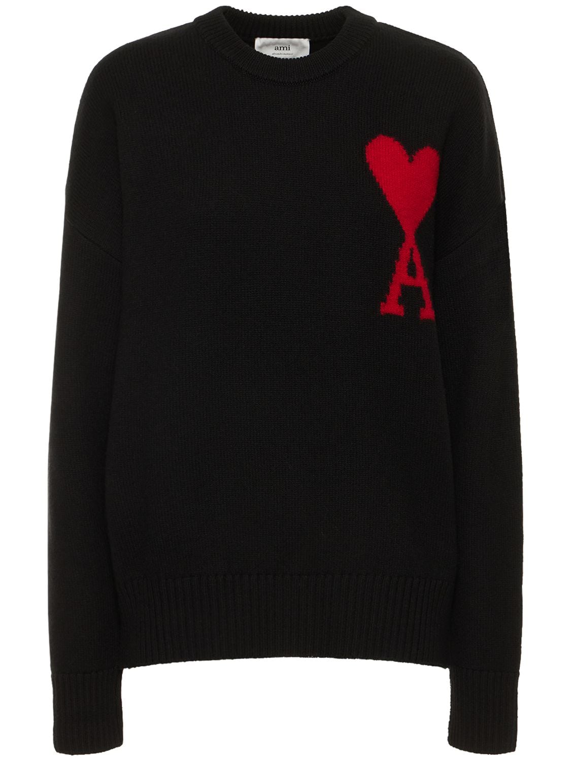 Logo Felted Wool Sweater - AMI PARIS - Modalova