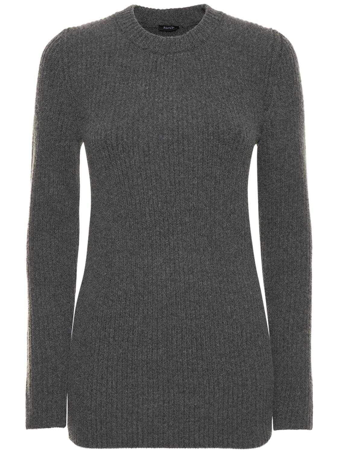 Wool Rib Knit Crewneck Sweater - ASPESI - Modalova