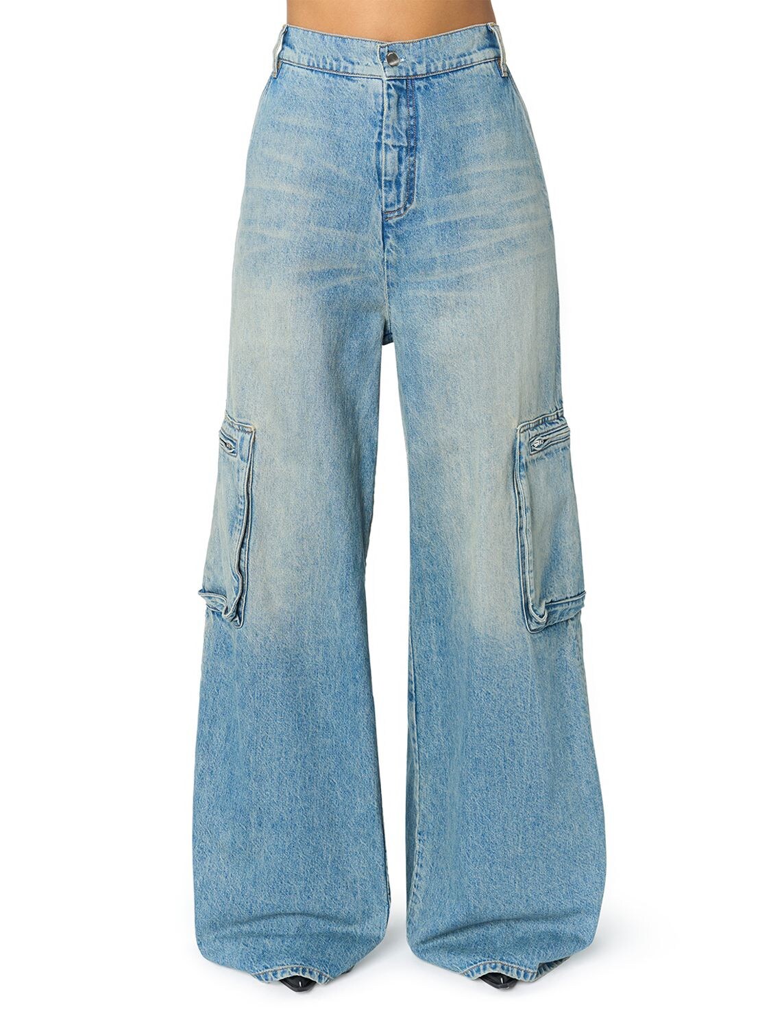 Mujer Jeans Cargo Anchos De Algodón Denim 24 - AMIRI - Modalova